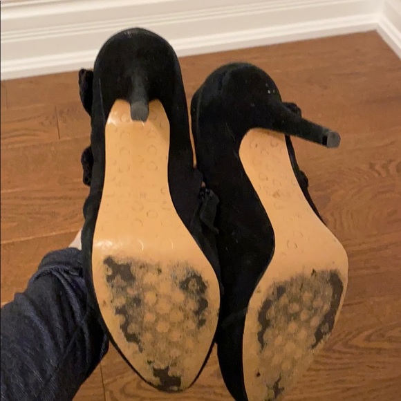 Betsey Johnson Black Booties with Lace Bow - Picture 8 of 9